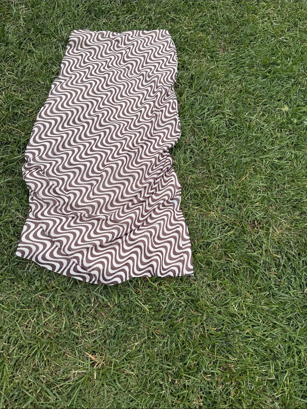 Zara Brown and White Wavy Midi Skirt